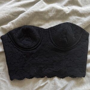 AQUA Black Lace Strapless Bralette